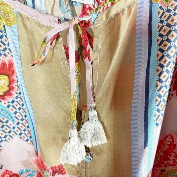 Johnny Was Dance Blise Silk Floral Boho Blouse Size Small - Picture 6 of 13
